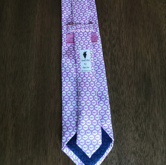 Vineyard Vines Purple Whale Tie "Handpicked by Shep and Ian" - Picture 2 of 5